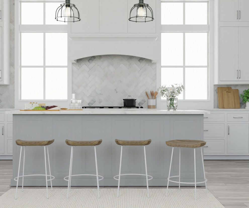 Diya Countoured Counter Stool Set of two, Natural and White