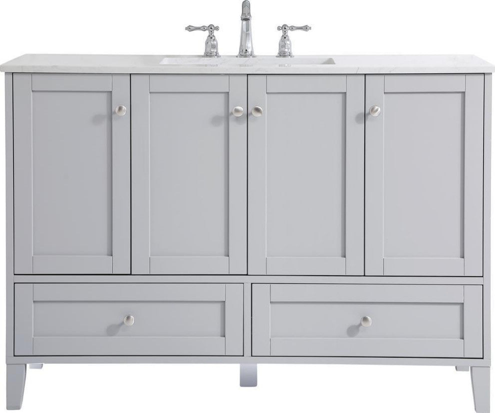 Gray 48" Traditional Bathroom Vanity