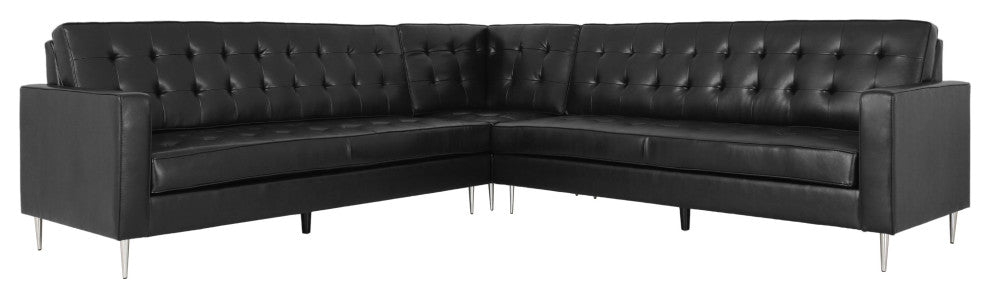 Goliath Contemporary Faux Leather Tufted 5 Seater Sectional Sofa Set