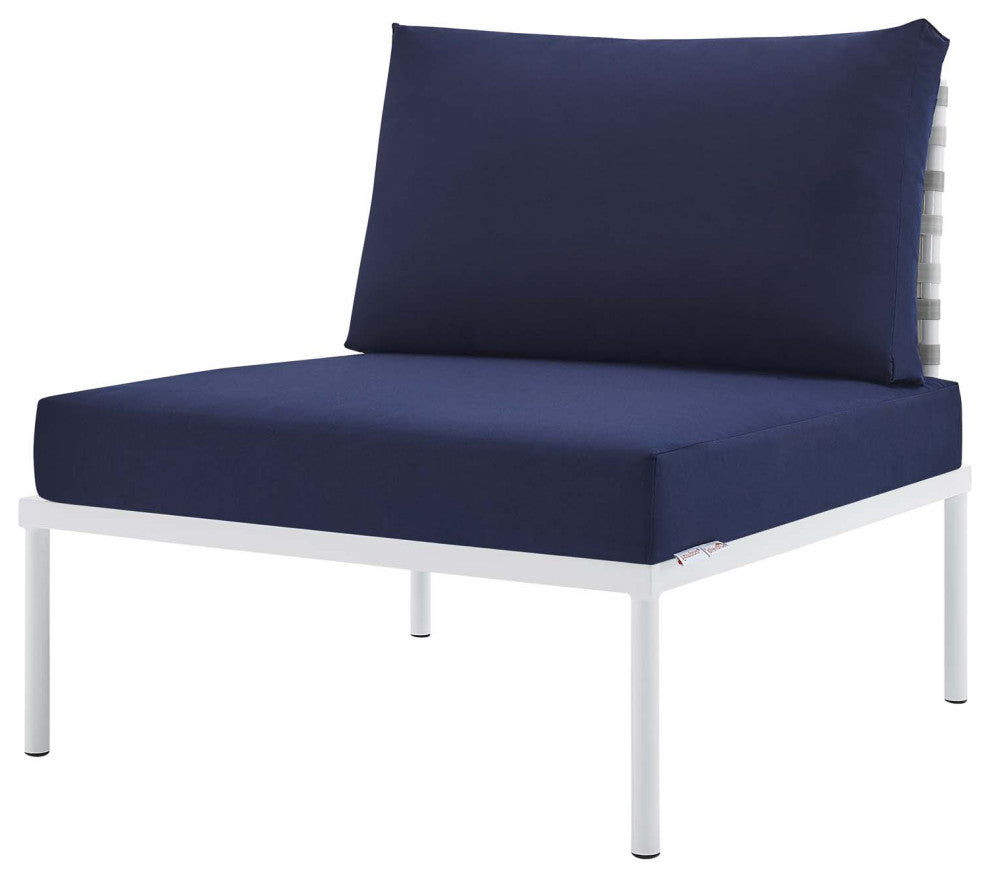 Sofa Middle Chair, Sunbrella, Aluminum, Metal, Blue Navy, Modern, Outdoor Patio