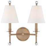 Riverdale 2 Light Aged Brass Wall Mount