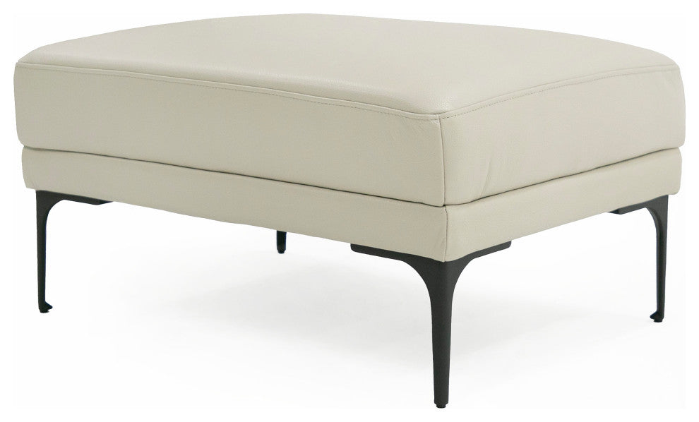 Divani Casa Jacoba Modern Light Grey Leather Rectangular Ottoman