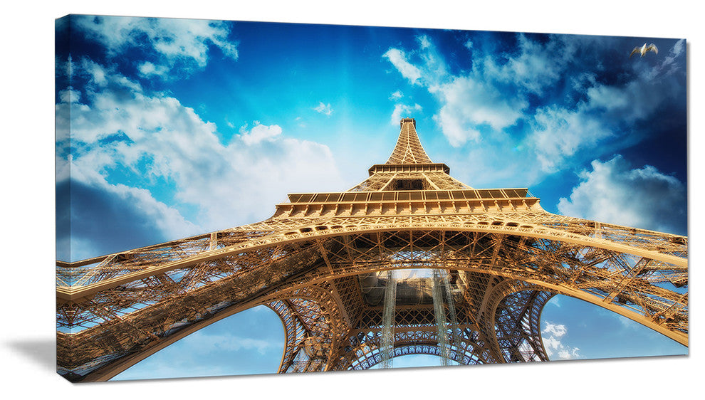 "Beautiful View of Paris Eiffel Tower in Paris" Cityscape Art, 40"x20"