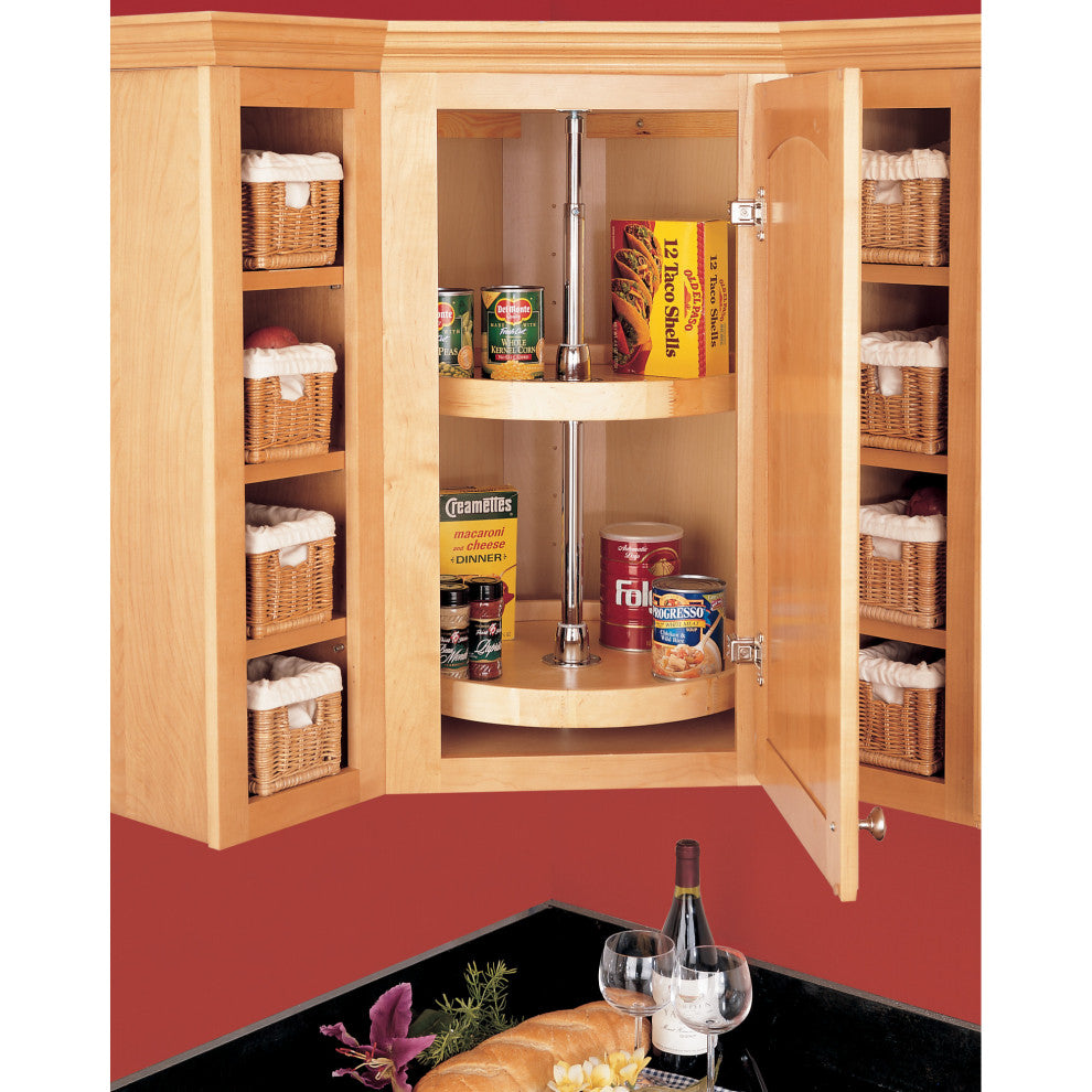 Wood Full Circle 2-Shelf Lazy Susans for Corner Wall Cabinets, 20"