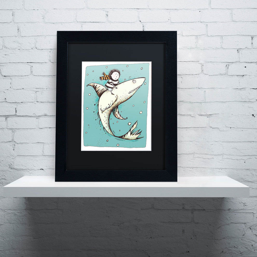 'Fish Boy' Matted Framed Canvas Art by Carla Martell