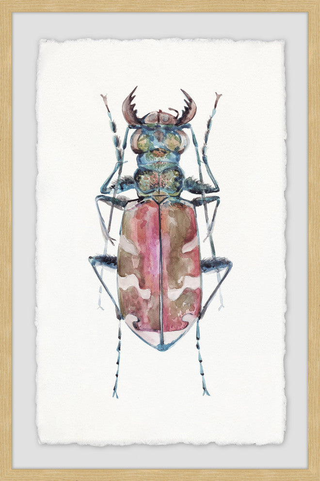 "Pink Marbled Bug" Framed Painting Print, 20"x30"