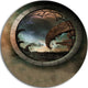 Blue Fantasy Landscape With Frame, Art Photo Disc Metal Artwork, 36"