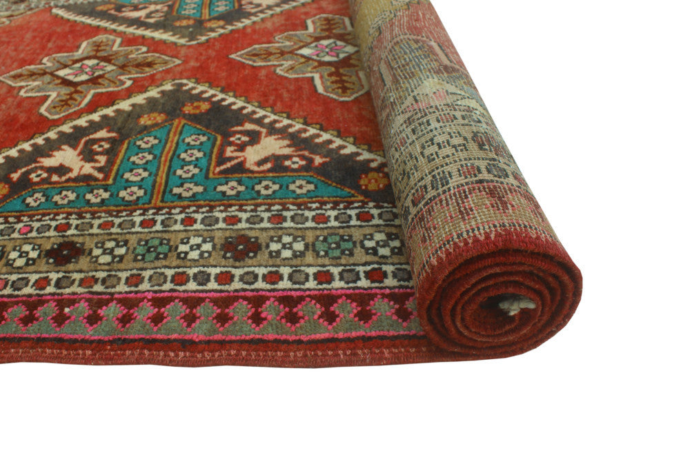 Semi-Antique Darling Rust/Beige Runner, 3'6x9'5