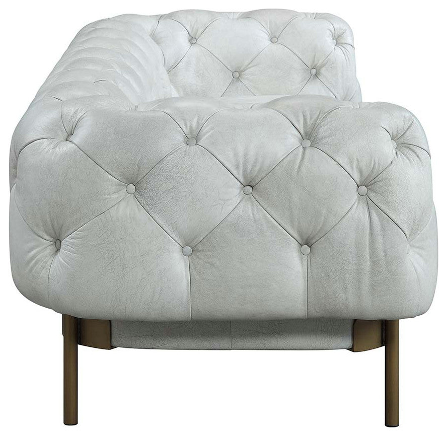 Acme Ragle Sofa Vintage White Top Grain Leather