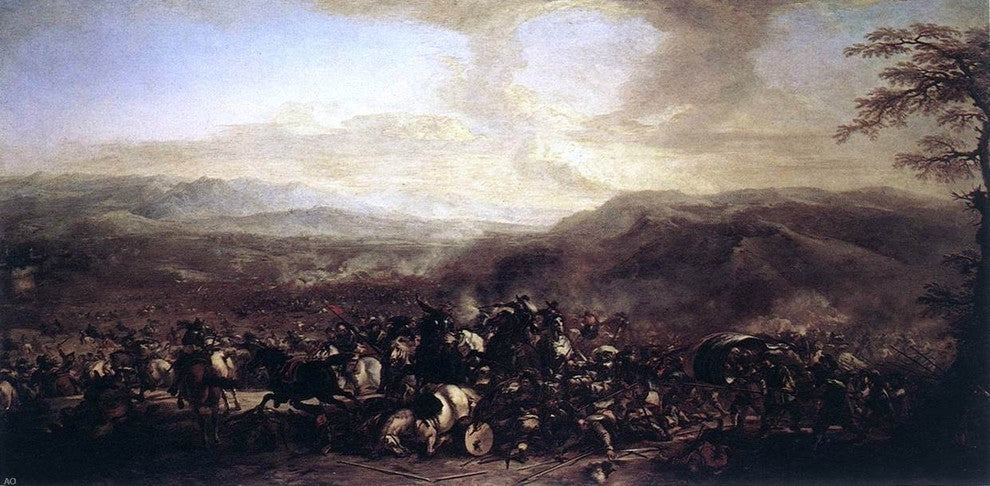 Jacques Courtois the Battle of Mongiovino Premium Canvas Print
