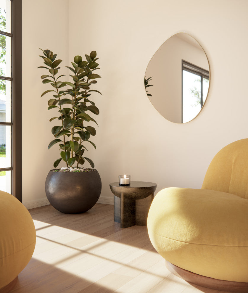 Starla 28 in. x 36 in. Pebble Mirror, Satin Brass
