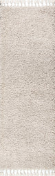 Mercer Shag Plush Tassel Area Rug, Cream, 2 X 8