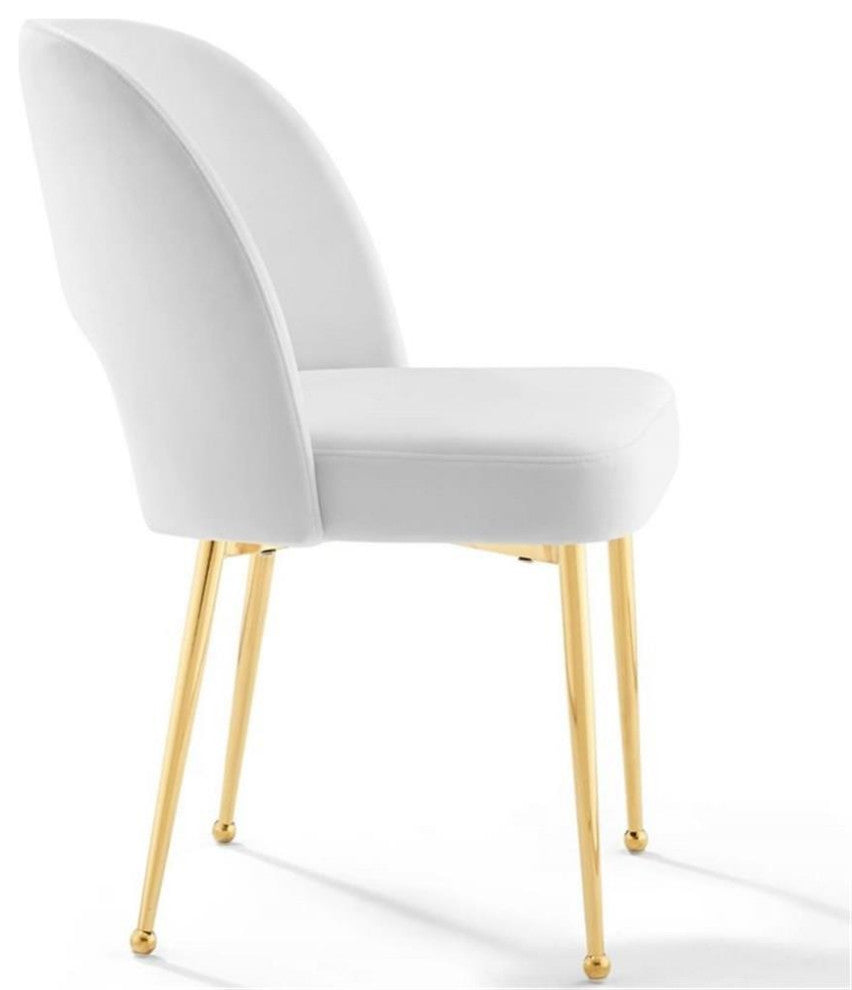 Modway Rouse 19.5" Velvet and Stainless Steel Dining Room Side Chair in White