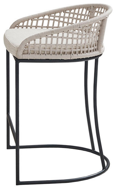 Madison Park Rope Woven Low-Back Counter Stool, Natural White