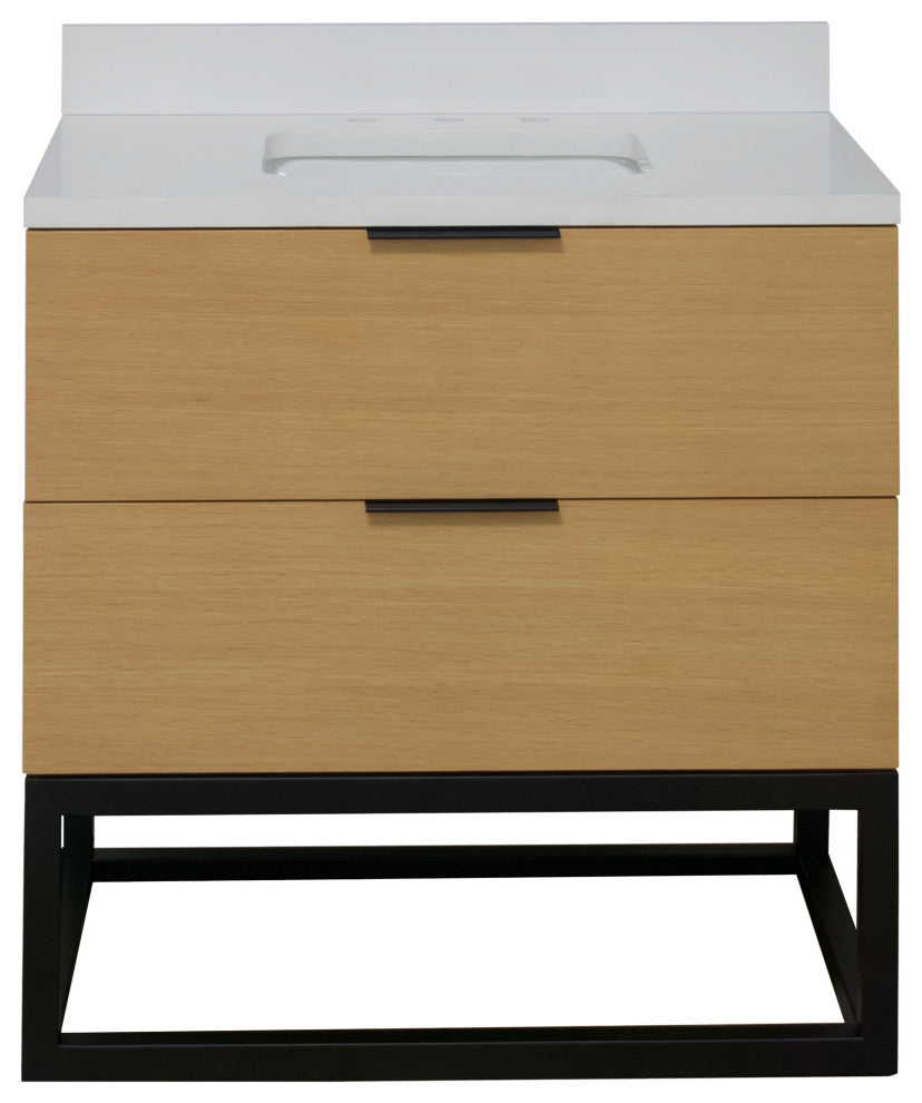 Mia 36" Bathroom Vanity, Blonde, Matte White