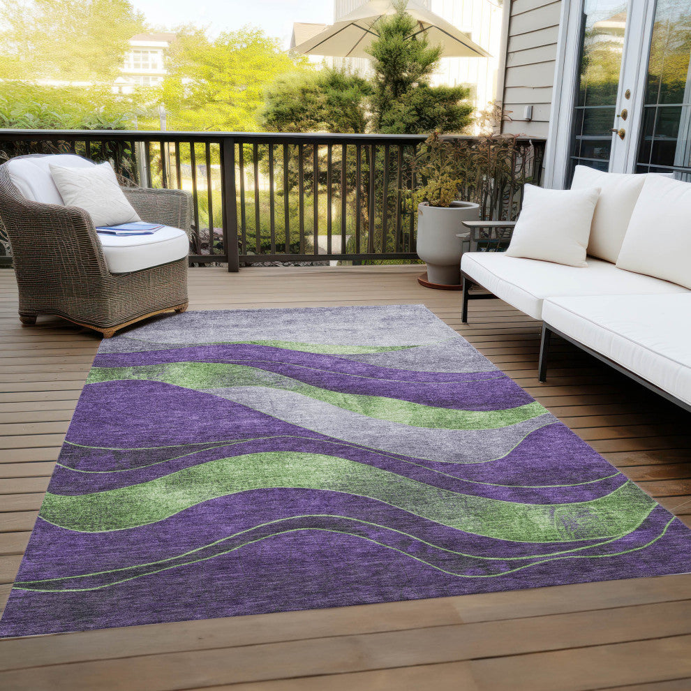 Machine Washable Indoor/Outdoor Chantille ACN1892 Purple 8' x 10' Rug