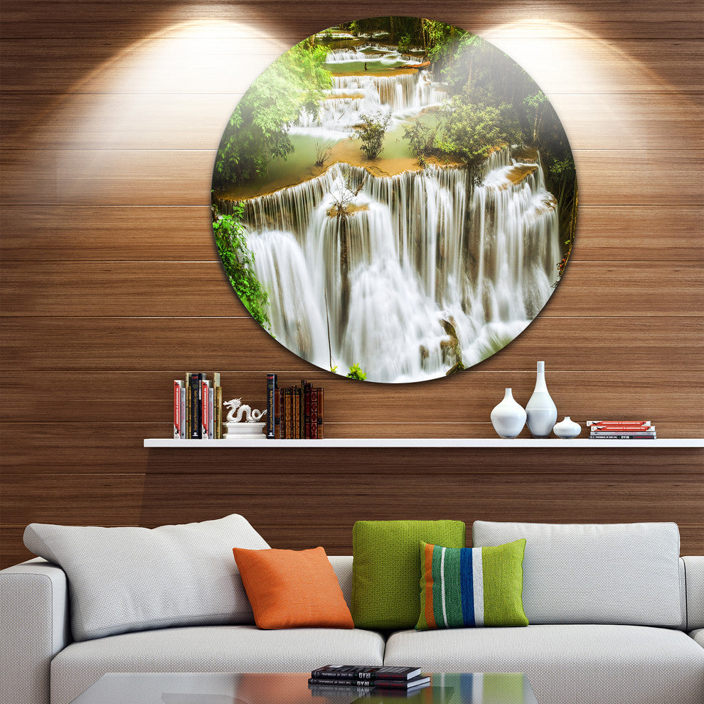 Green Huymea Kamin Waterfall, Photo Round Wall Art, 11"