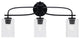 Cavella 3 Light Bath Bar, Matte Black Finish, 4" Square  Clear Bubble Glass