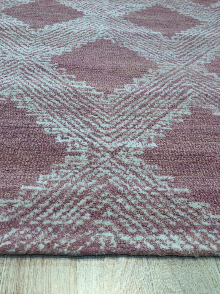 Hand-Tufted Wool Pink Contemporary Spring 2020 Rug, 5'x8'