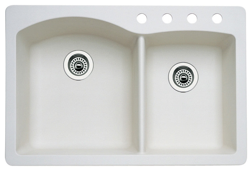 Blanco 440217-4 Diamond 33"x22" Granite Double Bowl Kitchen Sink, Biscuit