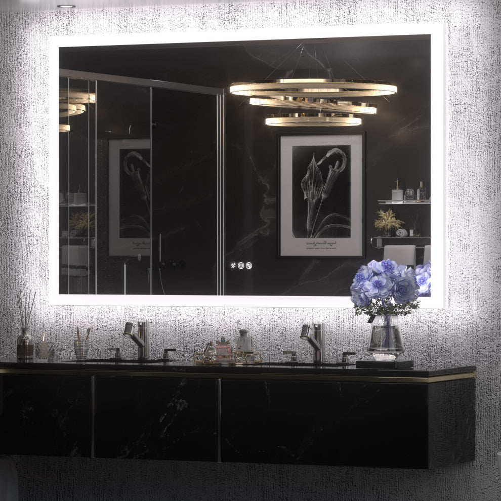 LED Bathroom Mirror With Smart Motion Sensor Front & Backlit, Dimmable, 55x36
