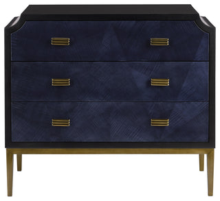 Primary product image: full front view of chest with blue finish on white background.