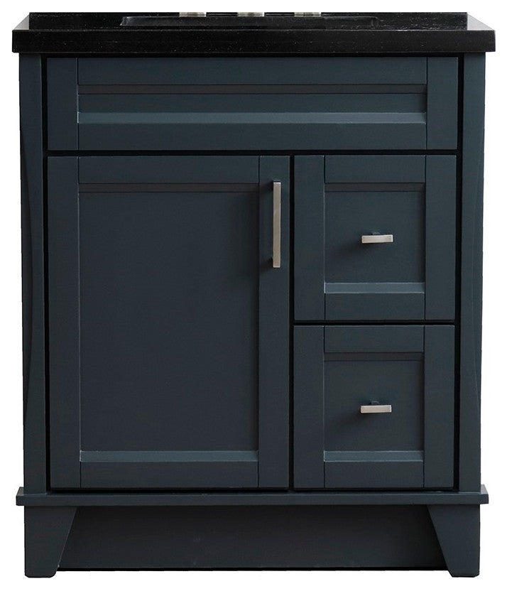 31" Single Sink Vanity, Dark Gray Finish With Black Galaxy Granite