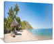 "Beach With Chairs and Umbrellas" Seashore Canvas Photo Print, 20"x12"