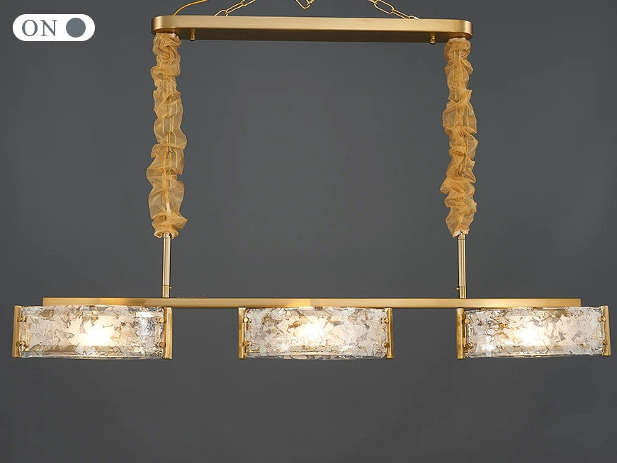 Tongeren | Gold Long Art Glass 3 Head Design Creative Led Luxury Chandelier