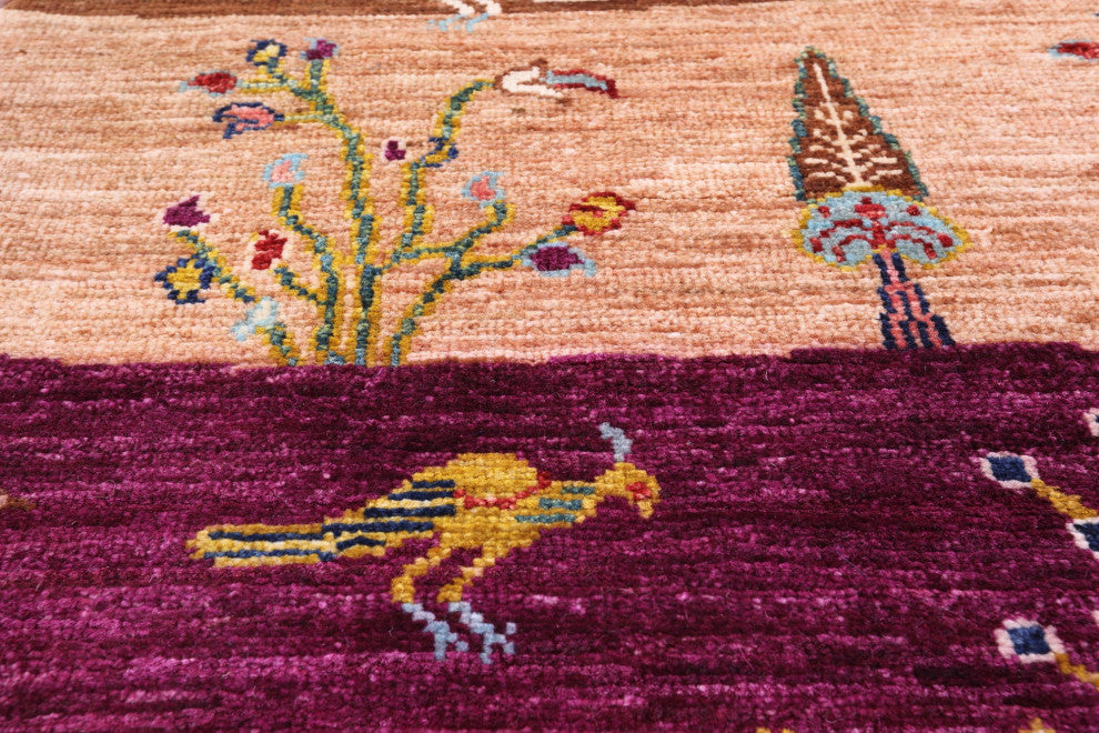 Persian Gabbeh Tribal Hand Knotted Rug 4' 0" X 6' 2" Q9575
