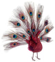 Regal Peacock Glitter Drenched Vibrant Open-Tail Bird Christmas Ornament, Red