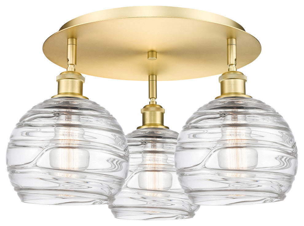 Athens Deco Swirl 3 19.75" Flush Mount Satin Gold