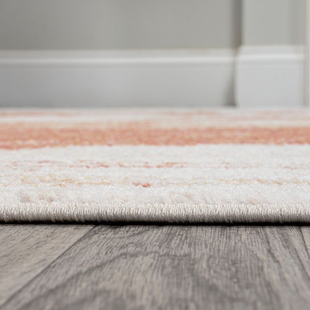 Petalo Abstract Two-Tone Modern Orange/Cream 2 ft. x 8 ft. Runner Rug
