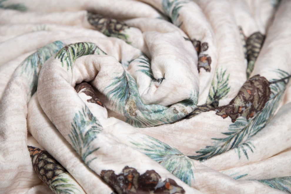 Pinecone Rustic Cabin Sherpa Throw Blanket 54x68