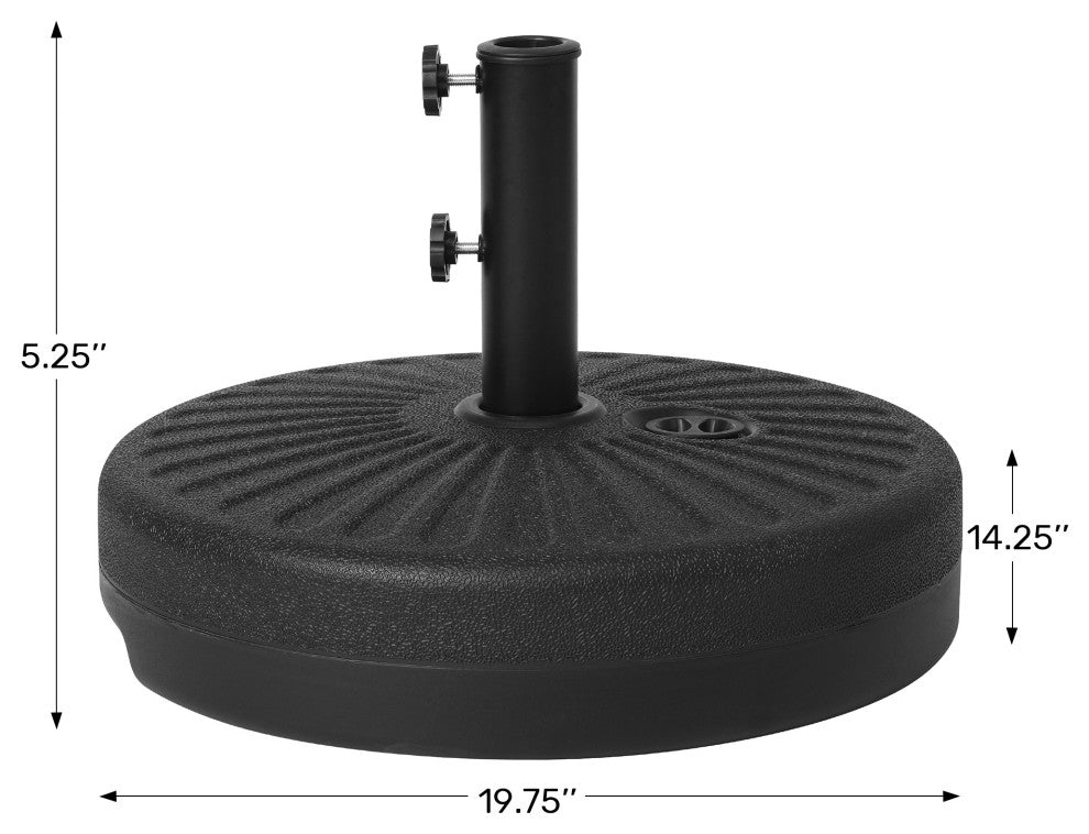 WestinTrends Fillable Round Plastic Market Umbrella Pole Holder Stand Base, Black