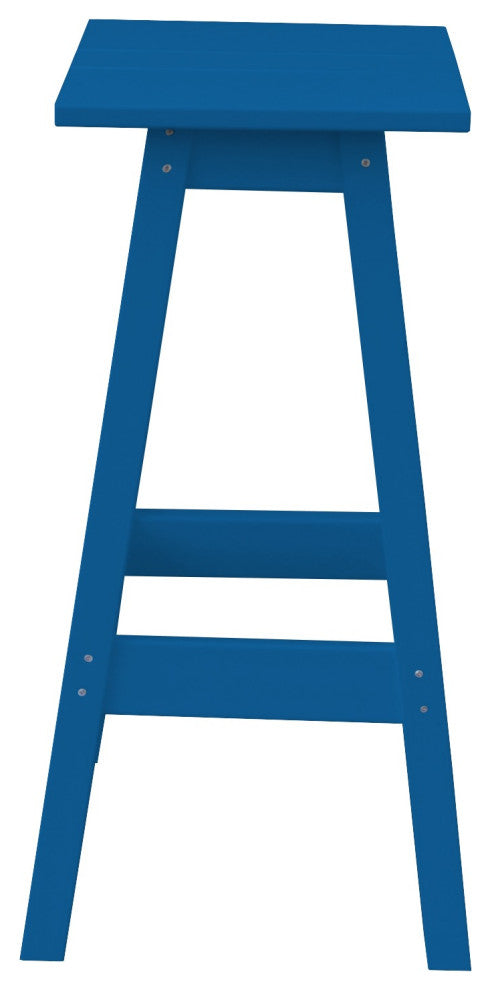 Poly Lumber Bar Stool, Blue, Bar Height, Square