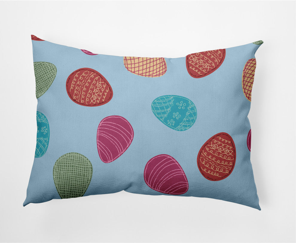 Egg Hunt Easter Decorative Lumbar Pillow, After Rain Blue, 14x20"