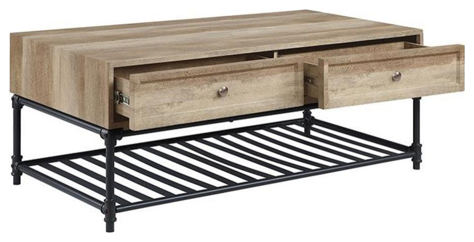 Lv00748, Coffee Table, Oak and Sandy Black Finish, Brantley