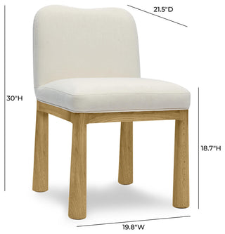 Tiara Velvet Oak Dining Chair, Cream
