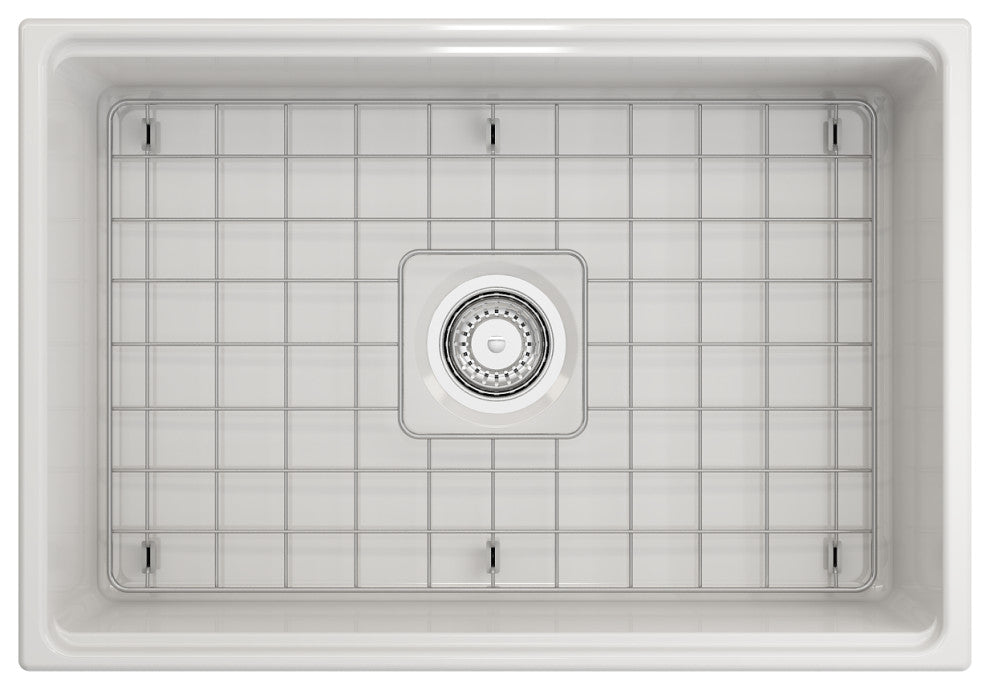 BOCCHI 1628-001-0120 Contempo Apron Front Fireclay 27" Single Kitchen Sink Whit