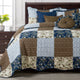 Patchwork Quilted 8-Piece Bed Spread Coverlet Set, Dark Blue, Queen