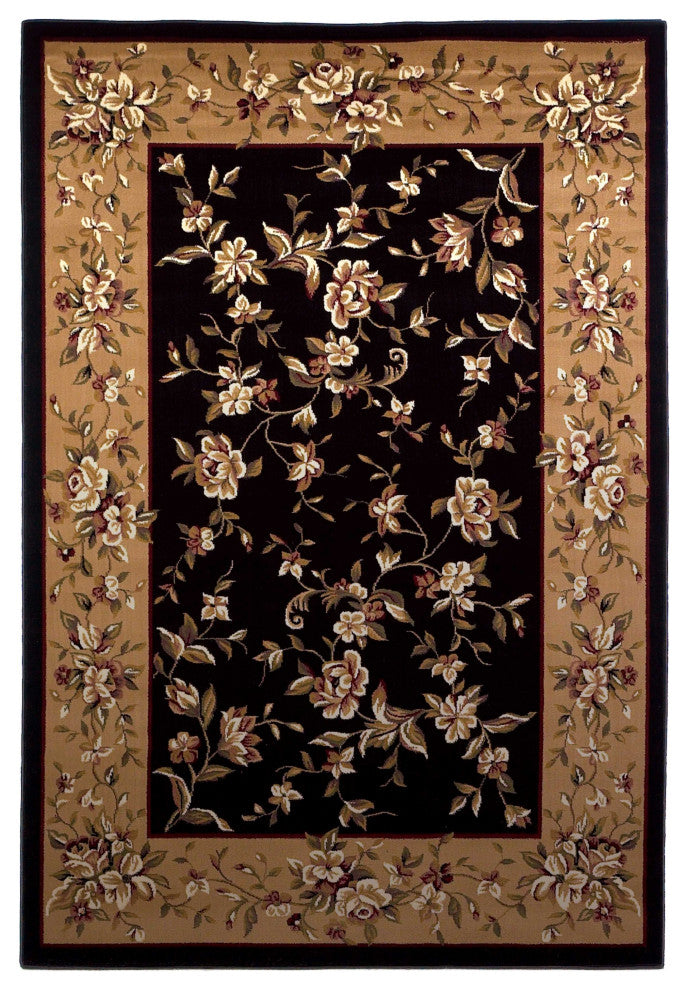HomeRoots 7' x 10' Polypropylene Black or Beige Area Rug