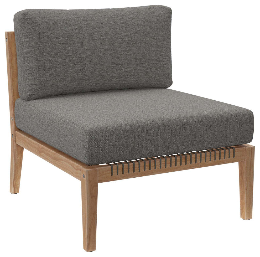 Clearwater Outdoor Patio Teak Wood 5-Piece Sectional Sofa, Gray Graphite