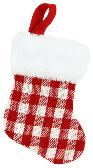 7" Gingham Print Christmas Stocking