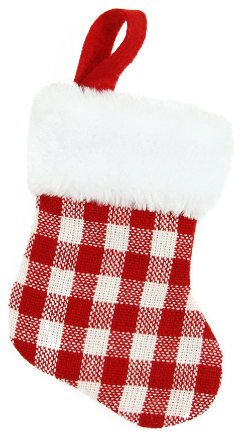 7" Gingham Print Christmas Stocking