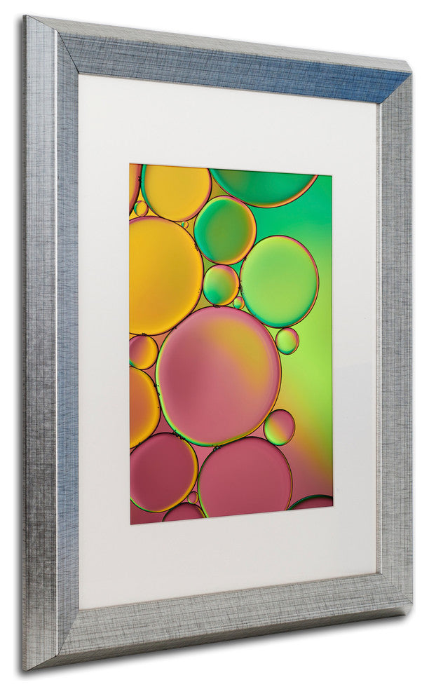 Cora Niele ''Green and Orange Drops'' Matted Framed Art