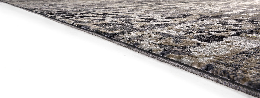 Weave & Wander Kiba Charcoal/Ivory Rug, 8'9"x8'9" Round