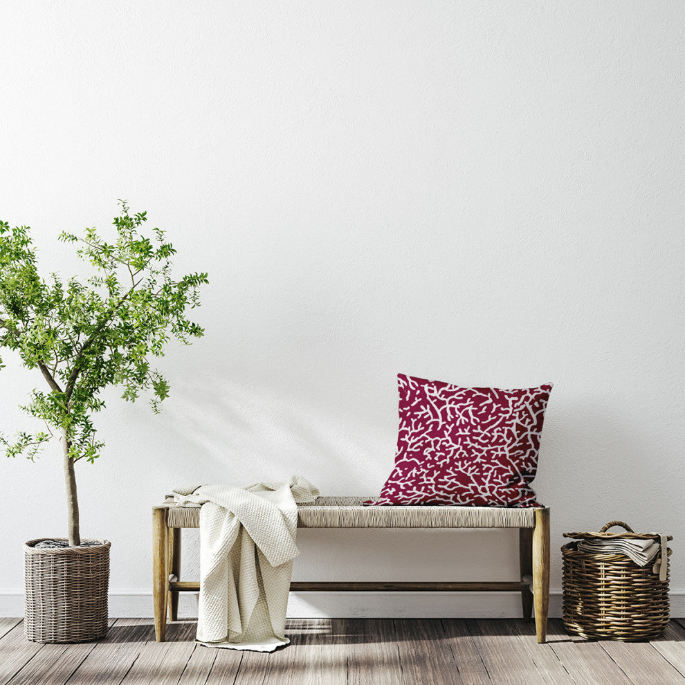 Seaweed Polyester Indoor Pillow, Maroon Red, 26"x26"