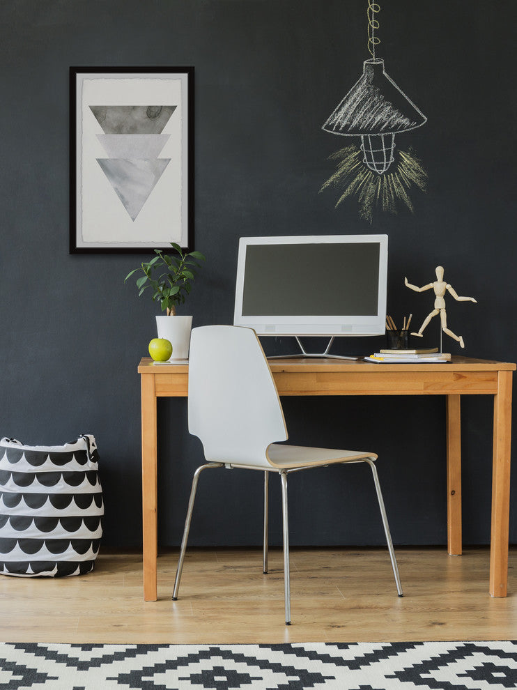 "Grayed Triangles" Framed Painting Print, 12"x18"