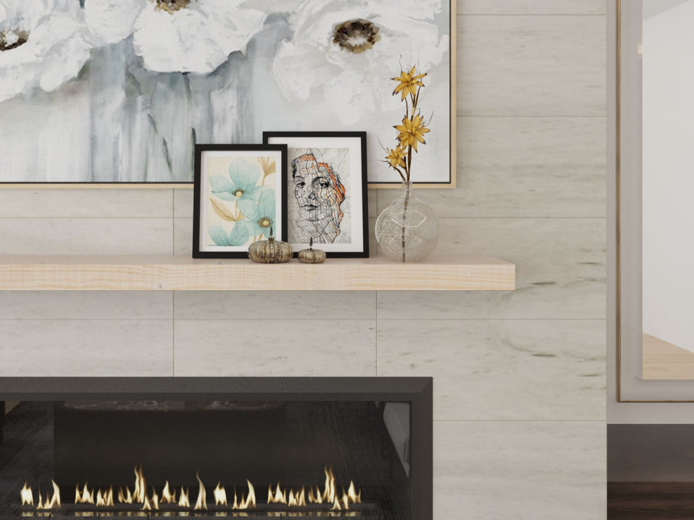 Solid Timber Floating Mantel Shelf, Unfinished, 60"